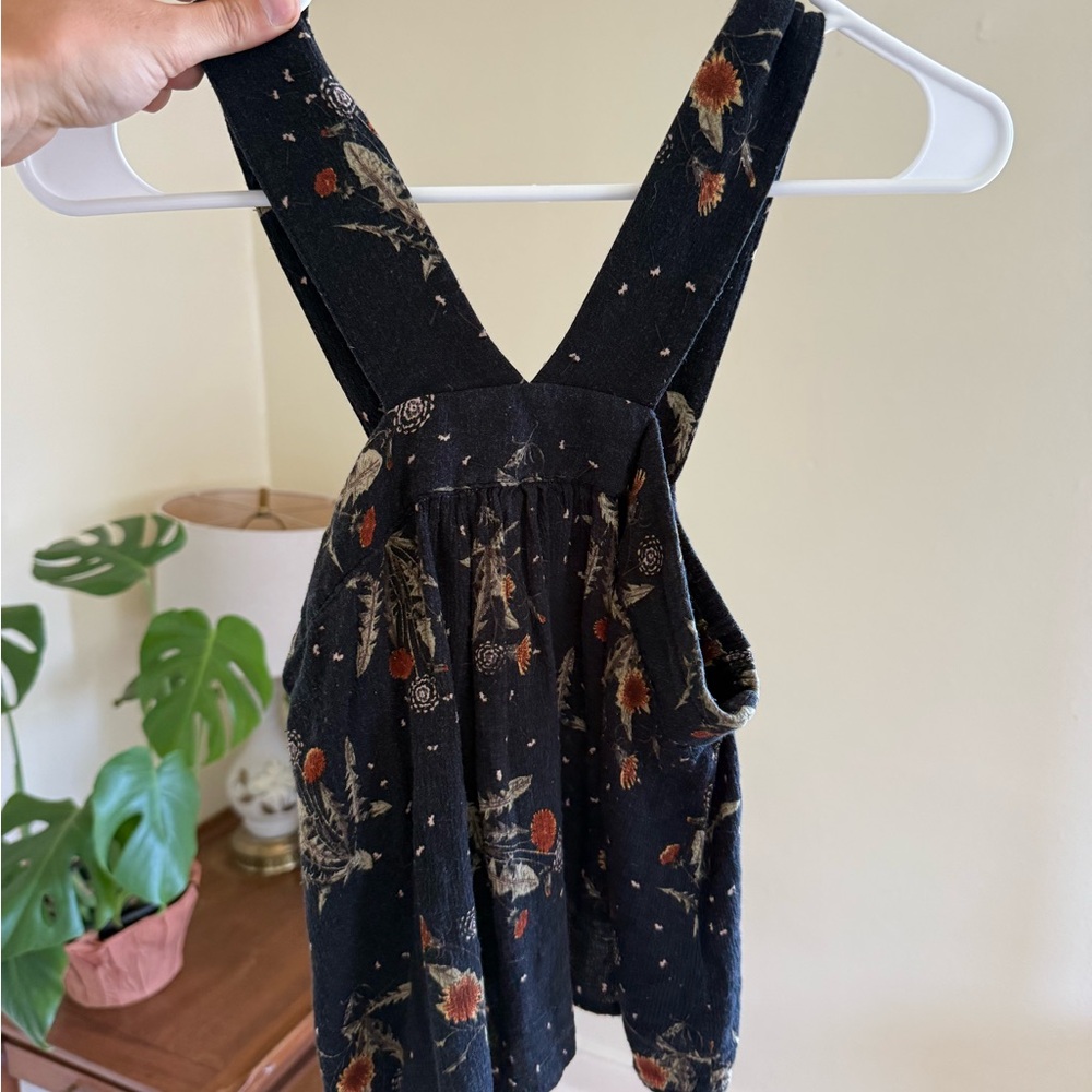 Floral Black Pinafore Dress